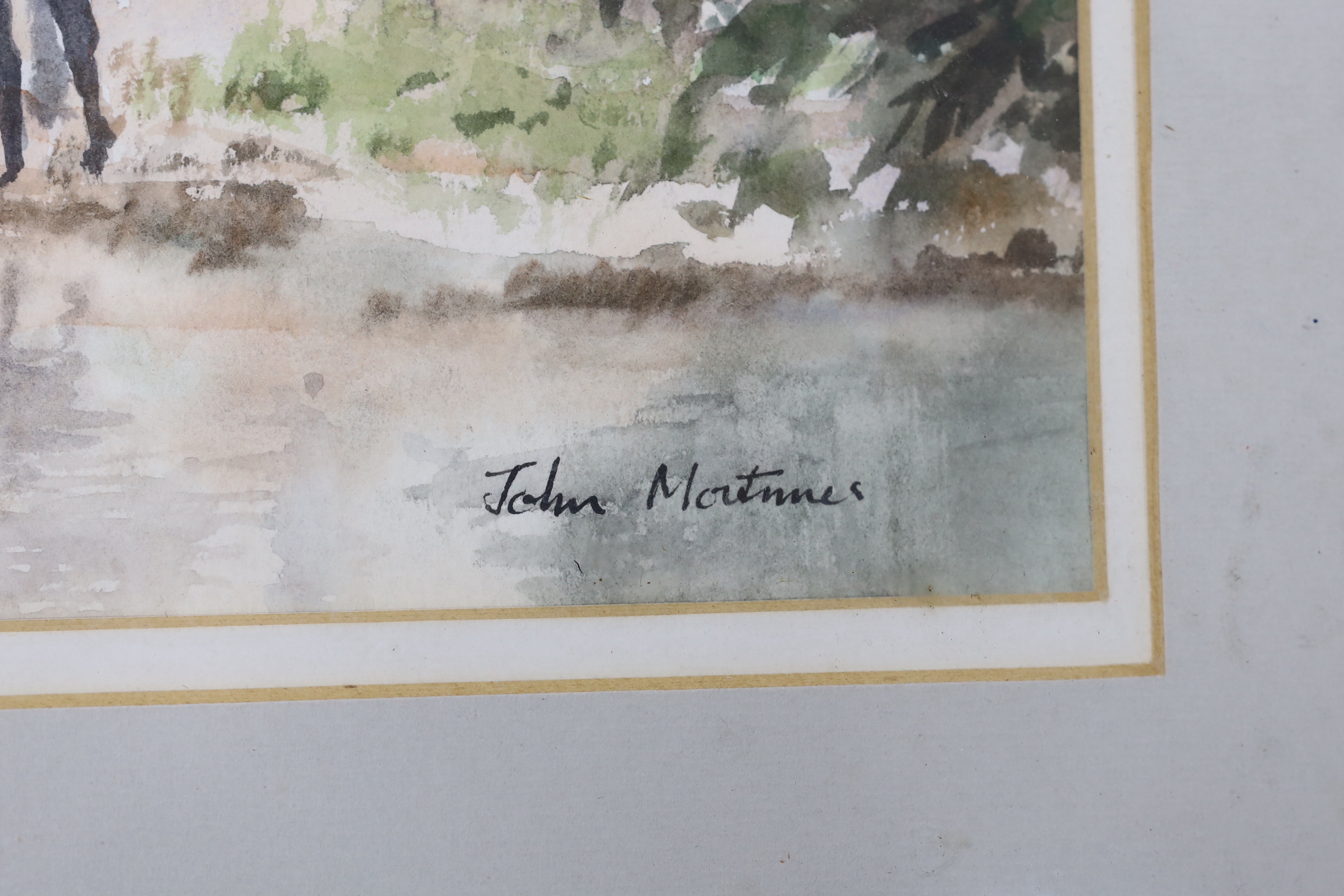 John Mortimer (b.1933), watercolour, 'Morning drink', signed, 35 x 51cm